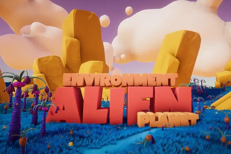 Bright Alien Planet Environment Stylized Asset Thumbnail