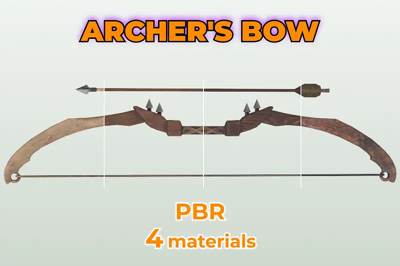 Wooden Realistic Archer's Bow PBR Asset Thumbnail