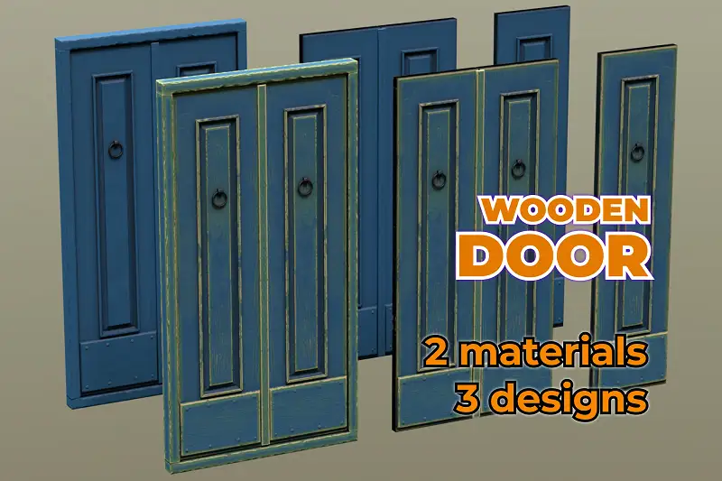 Realistic Painted Wooden Entrance Door Asset Thumbnail