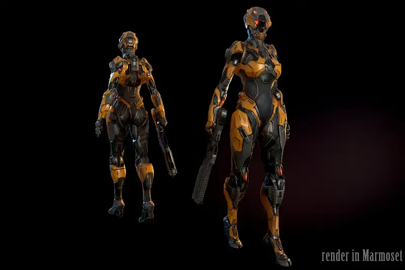 Cyber Girl 03 Low-Poly Model Asset Thumbnail