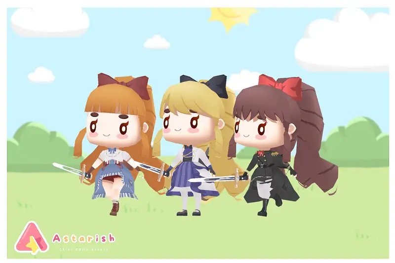 3D Chibi Swordsman Claire Asset Thumbnail
