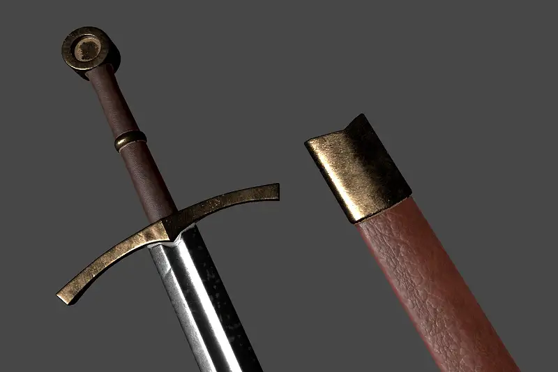 Longsword & Sheath 3D Model Asset Thumbnail
