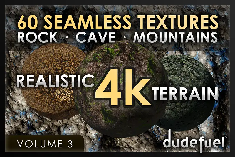 60 Rock Terrain Textures (4k) HDRP Mountain Rocks Seamless Materials - Vol. 3 Asset Thumbnail