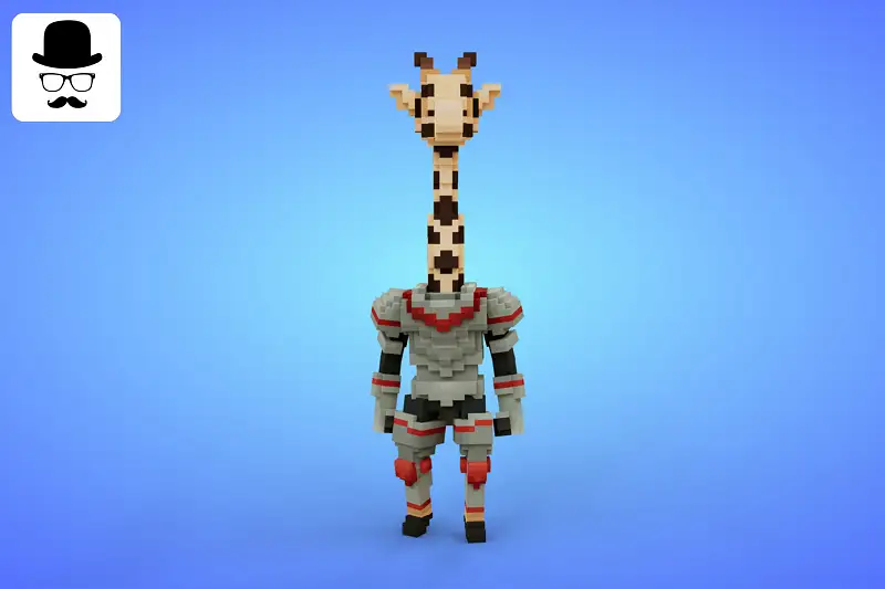 Giraffe Knight Voxel Character - 3D Lowpoly Fantasy Creature Asset Thumbnail