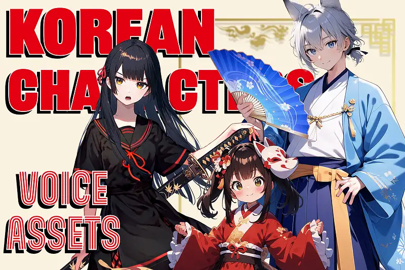 Korean voice assets for 3 characters | TSUKAERU KOREAN Asset Thumbnail
