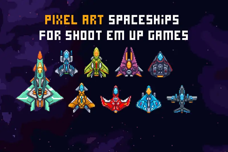 Pixel Art Spaceships for SHMUP Asset Thumbnail