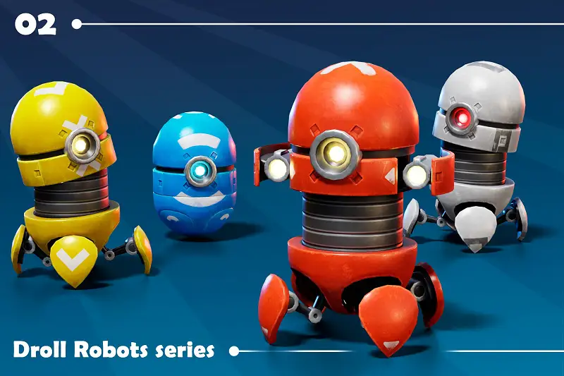 Droll Robot 02: A Fun Game Character Asset Thumbnail