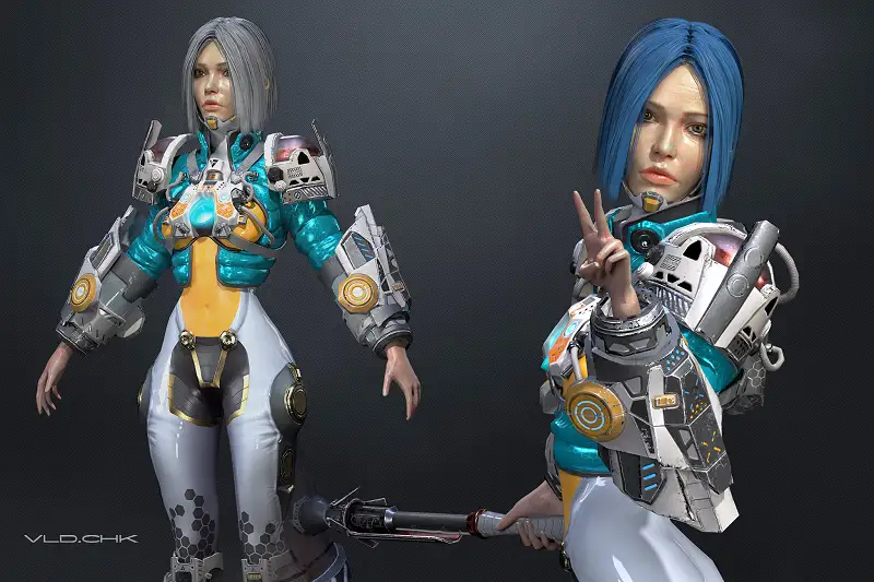 Zelda - Sci-Fi Girl 3D Model Asset Thumbnail