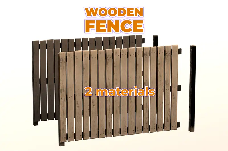 Wooden Fence modular outdoor prop Asset Thumbnail