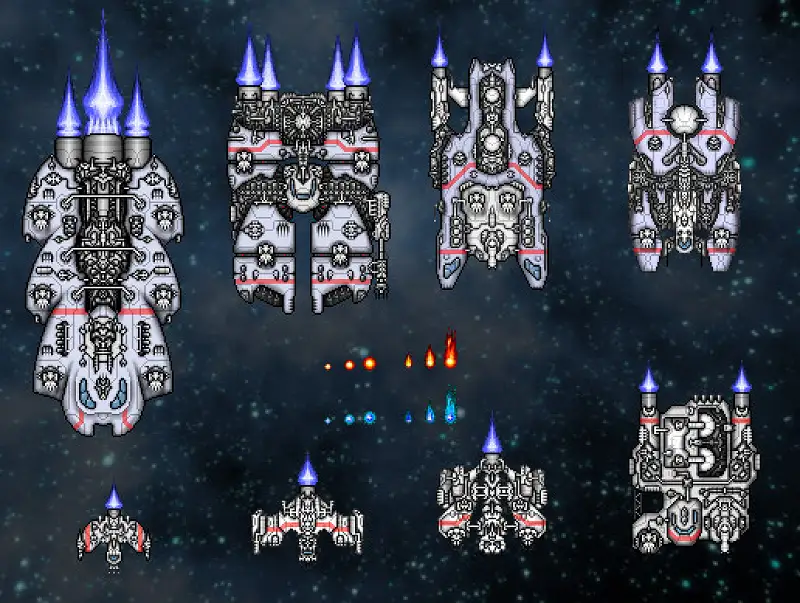 2D Pixel Spaceships Asset Image