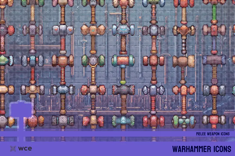 Warhammer Icons - 2D Pixel Melee Combat Weapons and RPG Weapon Bundle Asset Thumbnail
