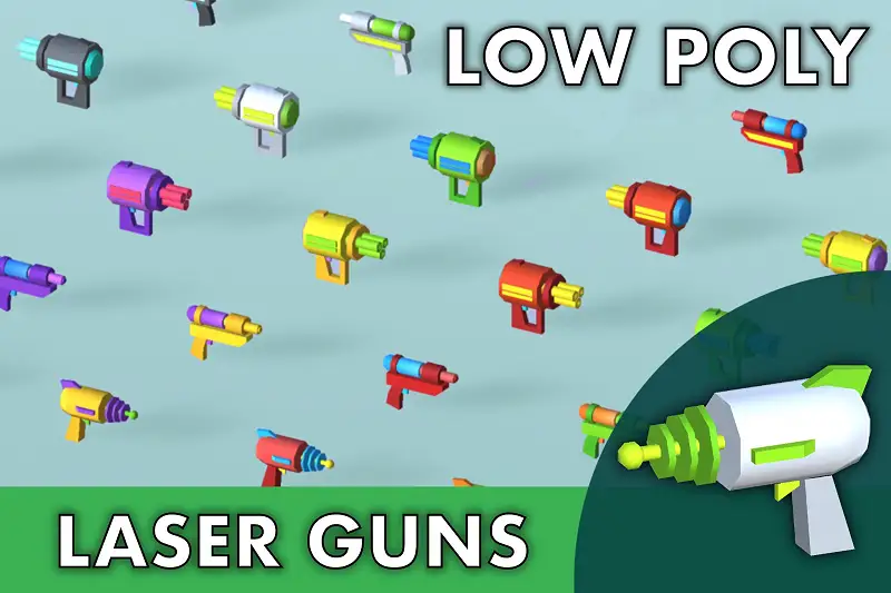 3D Low Poly Space Laser Guns Asset Thumbnail