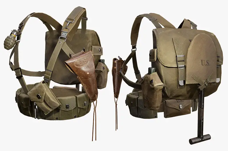 WW2 US Tactical Vest 3D Model Asset Thumbnail