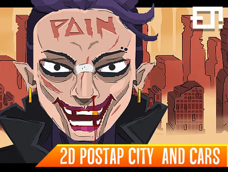 2D Postap City and Cars Asset Thumbnail
