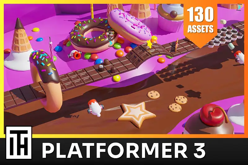 Platformer 3 Chocolate - Low Poly 3D Models Pack Asset Thumbnail