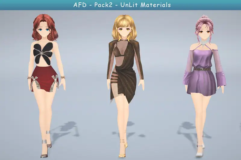 Anime Female Dancer - Pack 2 (3 outfits) Asset Thumbnail