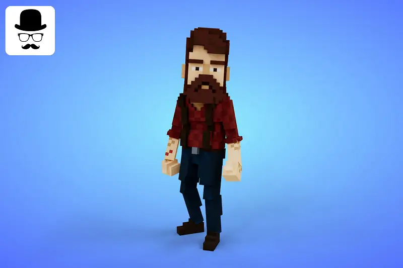 Voxel 3D Character - WoodCutter Model Asset Thumbnail