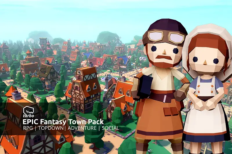 EPIC Fantasy Town - Low Poly 3D Art Asset Thumbnail
