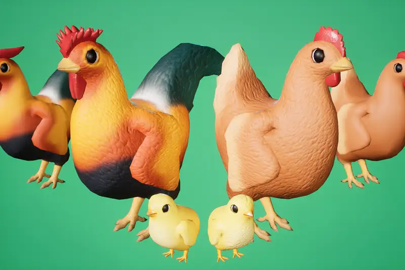 SI - Animated Chicken, Rooster and Chicks Asset Thumbnail