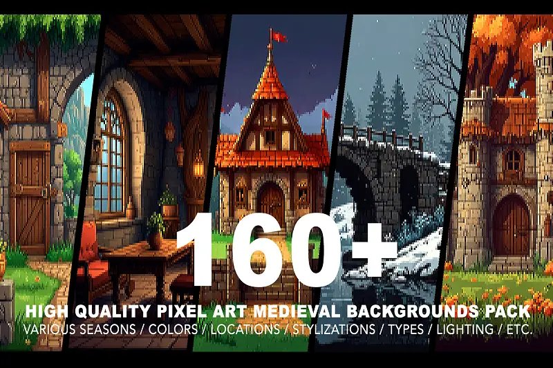 Medieval Pixel Art Backgrounds Asset Thumbnail