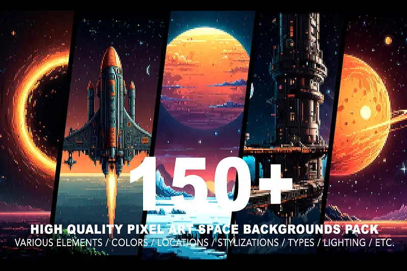 Space Pixel Art Backgrounds Asset Thumbnail
