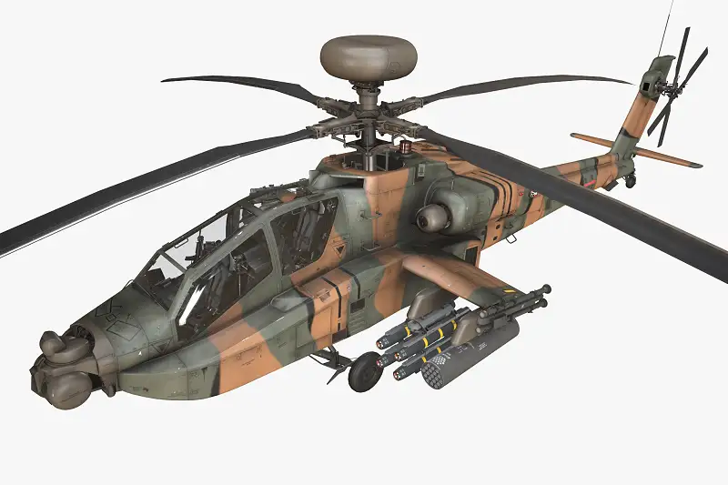 Apache AH-64D Japan Ground Defense Static 3D Model Asset Thumbnail