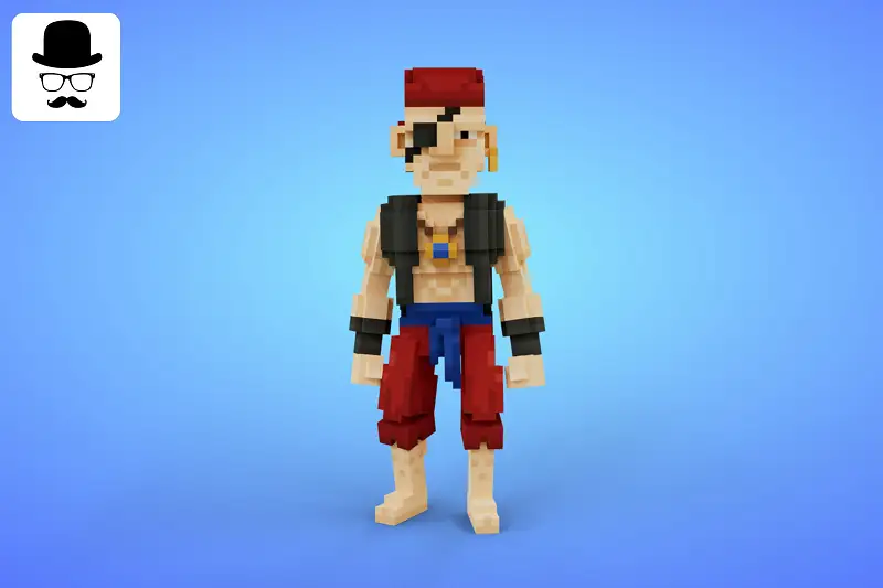 Pirate 2 Voxel Character - 3D Lowpoly Fantasy Model Asset Thumbnail