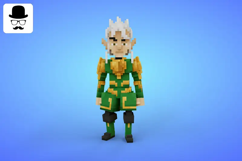 Elf 3 Voxel Character - 3D Lowpoly Fantasy Creature Asset Thumbnail