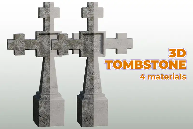 Tombstone 3D Moldy Clean materials Asset Thumbnail