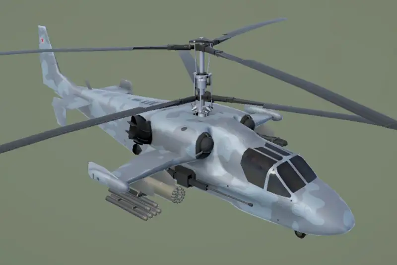 Helicopter KA52 Alligator Low-Poly 3D Model Asset Thumbnail