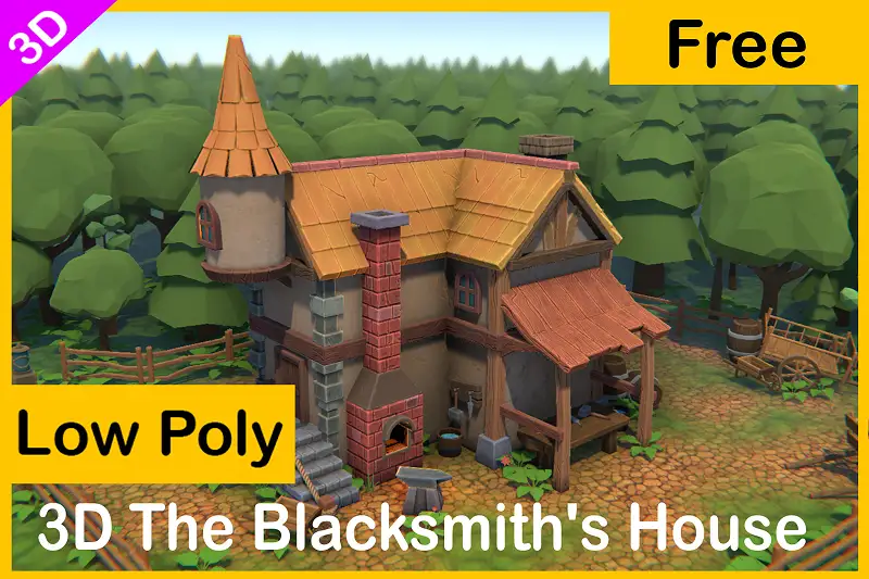 Fantasy Blacksmith's House 3D Model Asset Thumbnail