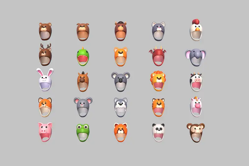 Cartoon Animal Hat Pack 1 Asset Thumbnail