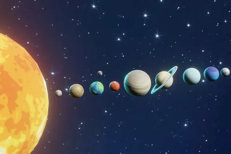 Cartoon Solar System 3D Model (Low-Poly, Game-Ready, Built-in) Asset Thumbnail