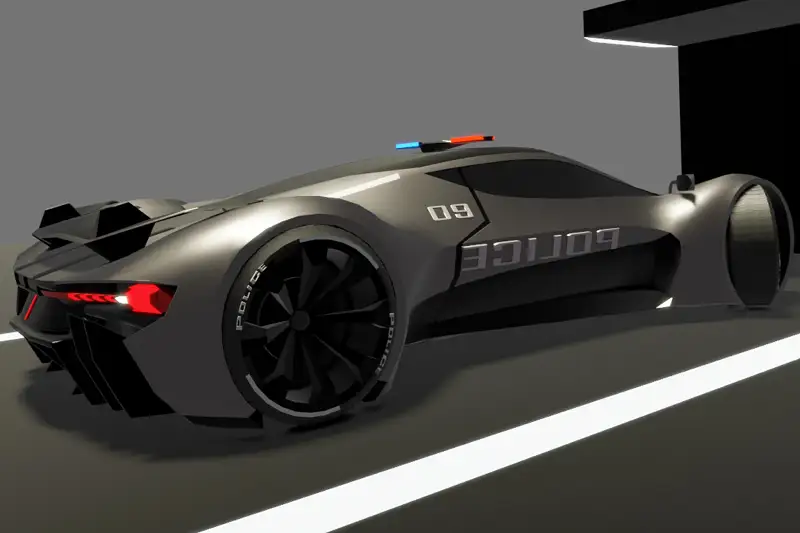 High-Speed Police Car for 3D Driving Games Asset Thumbnail