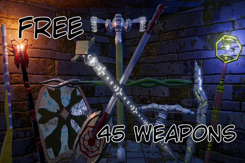 45 FREE Fantasy Weapon Props Asset Thumbnail