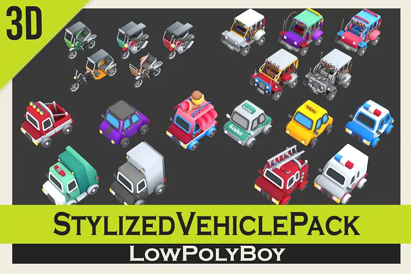 Stylized Vehicle Pack for Games Asset Thumbnail