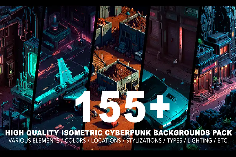 Cyberpunk Isometric Pixel Art Asset Thumbnail