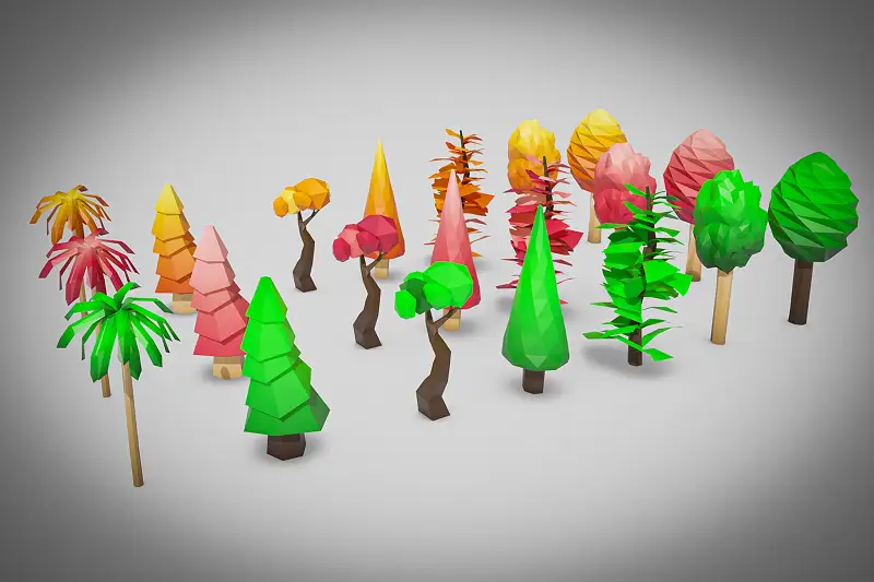 Low Poly Colorful Trees Pack Asset Thumbnail