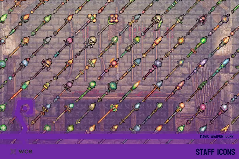 Staff Icons - 2D Pixel Magic Combat Weapons and RPG Weapon Bundle Asset Thumbnail