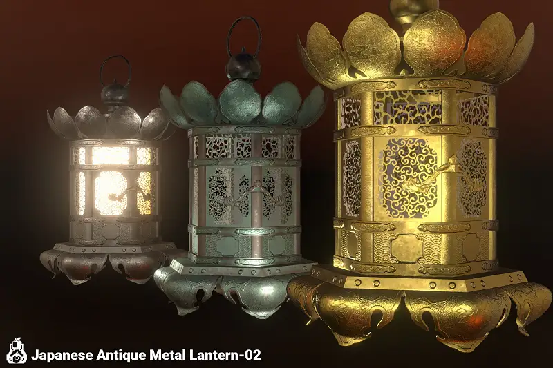 Japanese Antique Metal Lantern_02 Asset Thumbnail