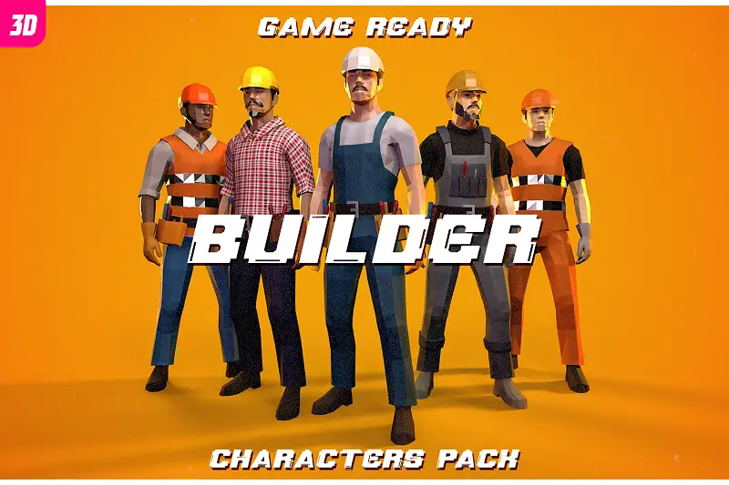 GameReady Builder Characters - Low Poly 3D Pack Asset Thumbnail
