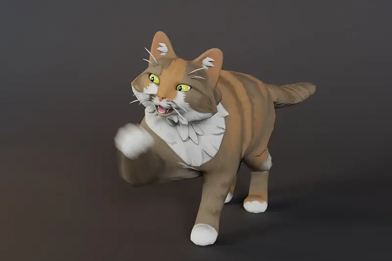 Low Poly Stylized Fluffy Cat Asset Thumbnail