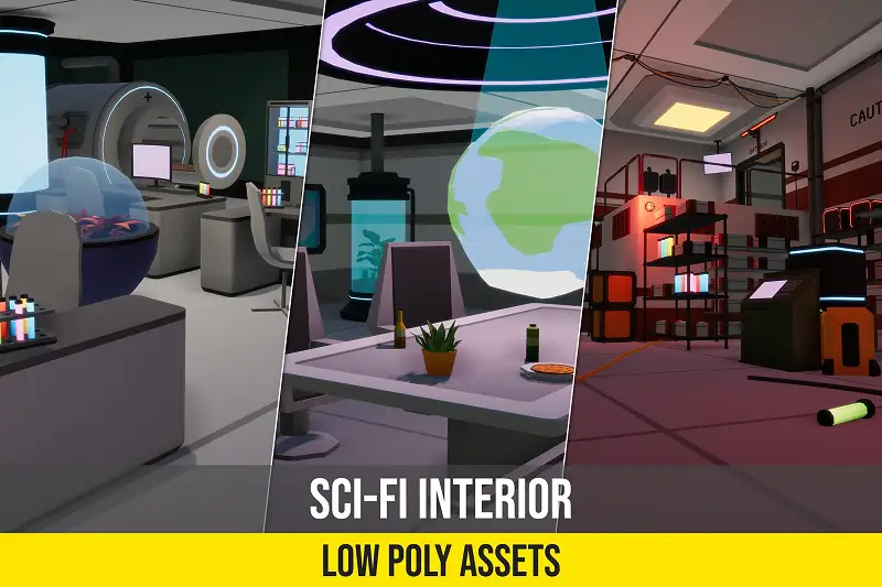Low Poly Sci-Fi Cyberpunk Interiors Asset Thumbnail