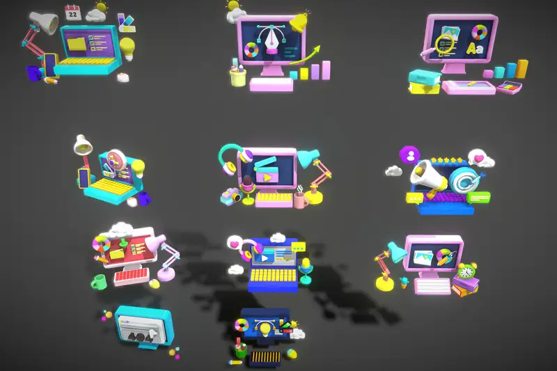 Mobile-Friendly 3D Button Collection Asset Thumbnail