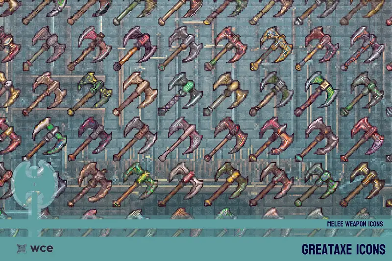 Greataxe Icons - 2D Pixel Melee Combat Weapons and RPG Weapon Bundle Asset Thumbnail
