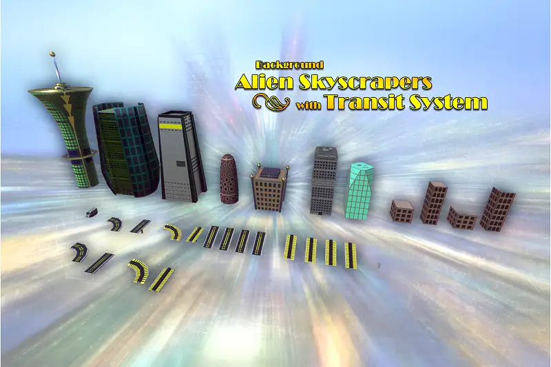 Background Alien Skyscrapers with Transit System Asset Thumbnail