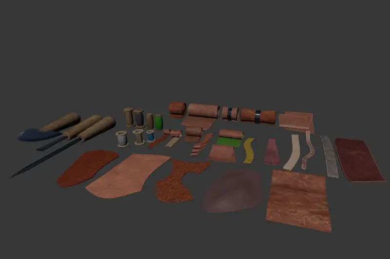 Leather Pieces and Spools of Thread Asset Thumbnail
