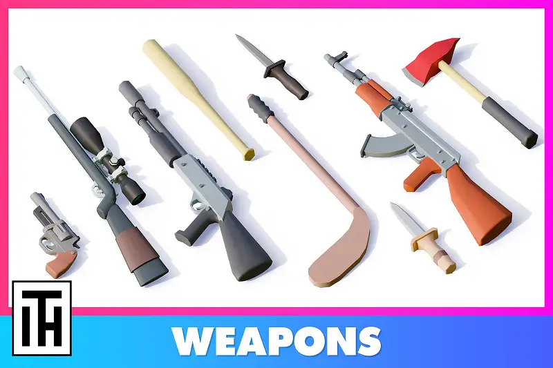 Weapons FREE - Low Poly 3D Models Pack Asset Thumbnail