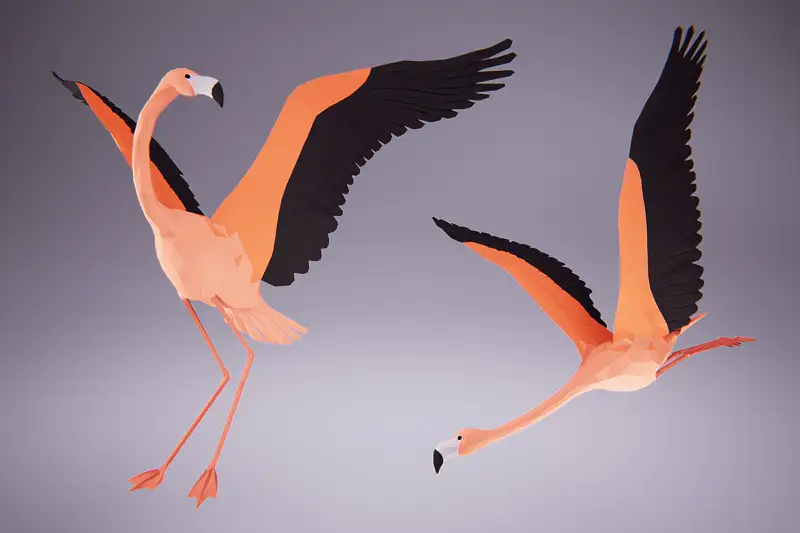 Low Poly Flamingo Character Asset Image