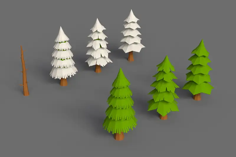 Low Poly Simplified Pine Trees Pack Asset Thumbnail